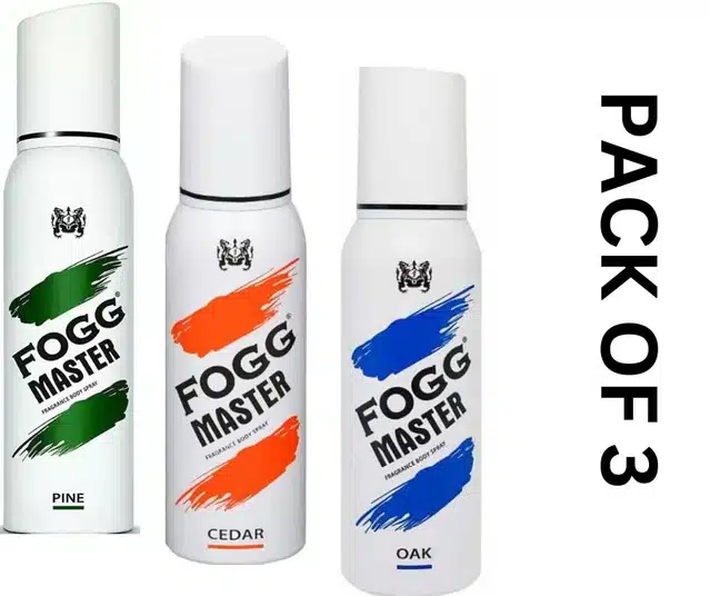 Fogg Master Cedar with Pine & Oak Deodorant Spray (Pack of 3, 120 ml)