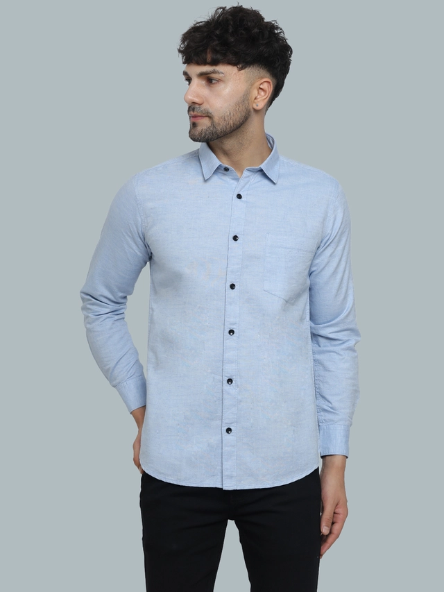 Full Sleeves Solid Shirt for Men (Sky Blue, M)