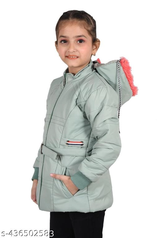 Nylon Jacket for Girls (Mint Green, 1-2 Years)