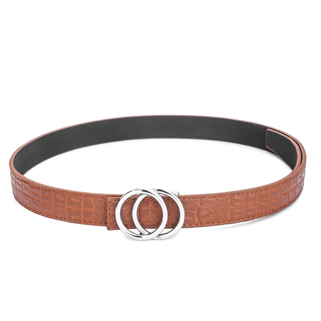 Artificial leather Belt for Women (Tan, Free Size)