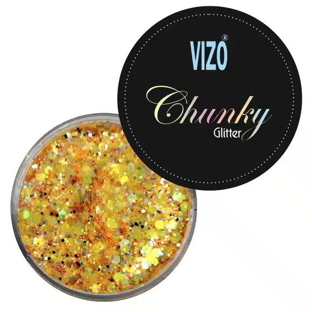 Vizo Chunky Eye Makeup Glitter Powder (Yellow)