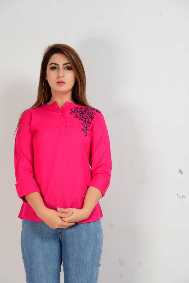 Aman Rayon Tops For Women (Pink, M) (AE-12)