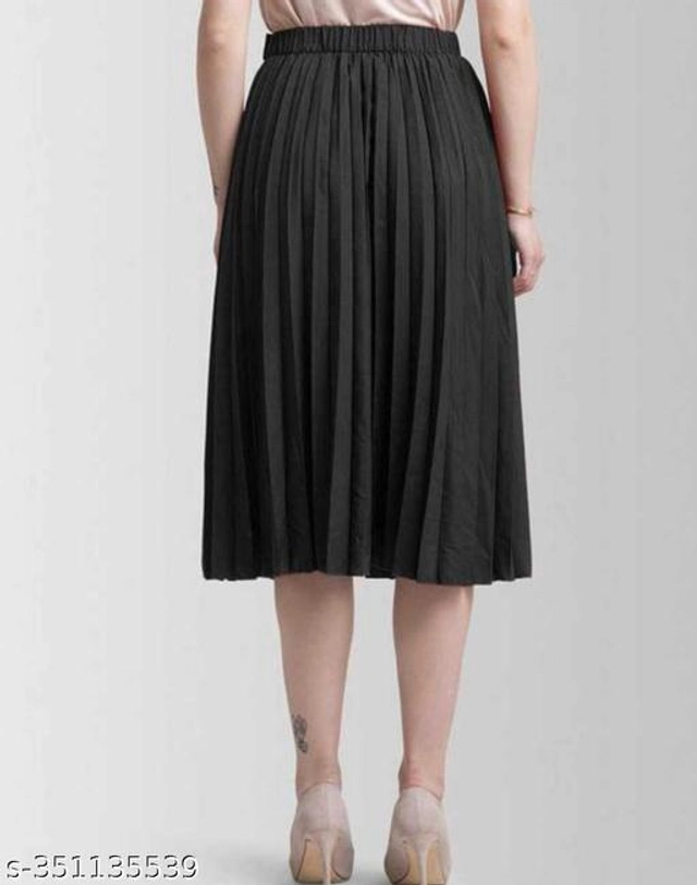 Crepe Skirts for Women (Black, 28)