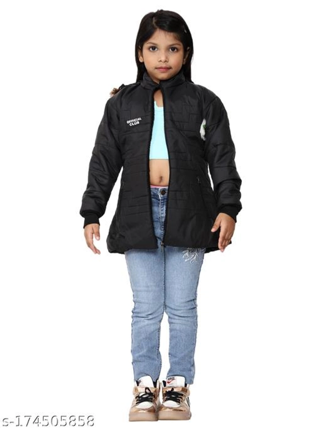 Polyester Jacket for Girls (Black, 12-18 Months)