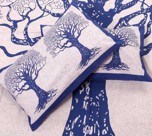 Jaipur Gate Cotton Double Bedsheet With 2 Pillow Covers (Blue, Queen Size) (A15)