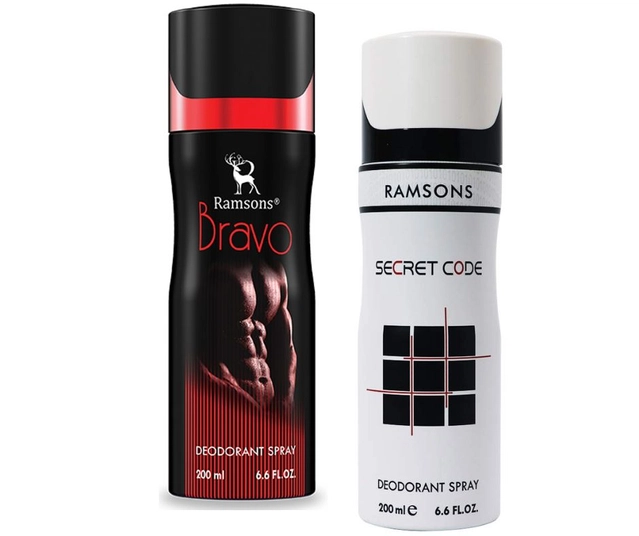 Ramsons Bravo with Secret Code Deodorant for Men (200 ml, Pack of 2)