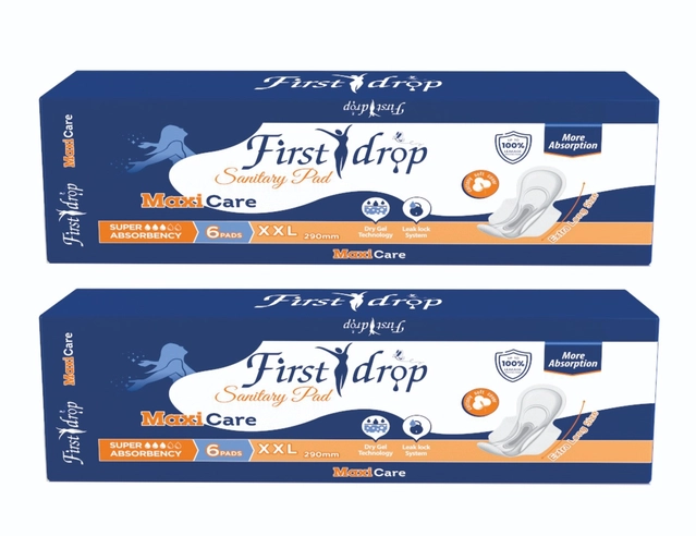 First Drop 6 Pcs Sanitary Pads for Women (XXL, Pack of 2)