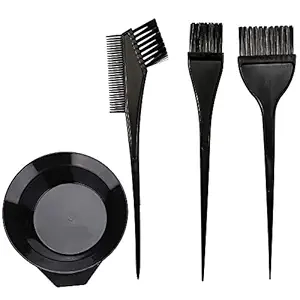 Combo of 3 Pcs Dye Brushes with Mixing Bowl for Hair Colour (Black, Set of 2)