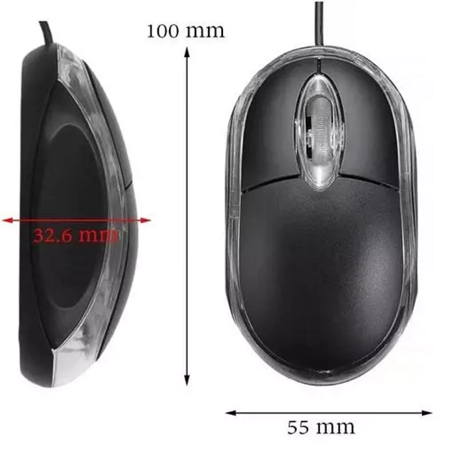 Wired Optical Mouse for Computer (Black)