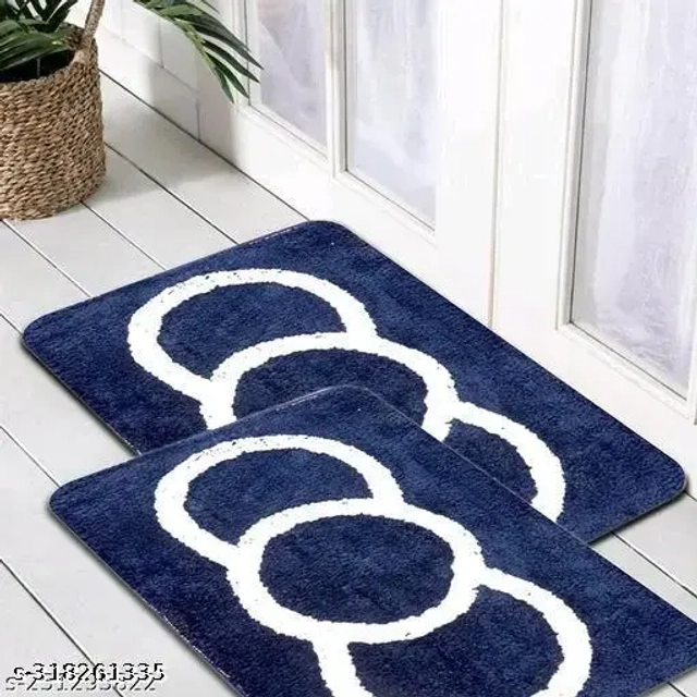 Microfiber Door Mats (Blue, 40x60 cm) (Pack of 2)