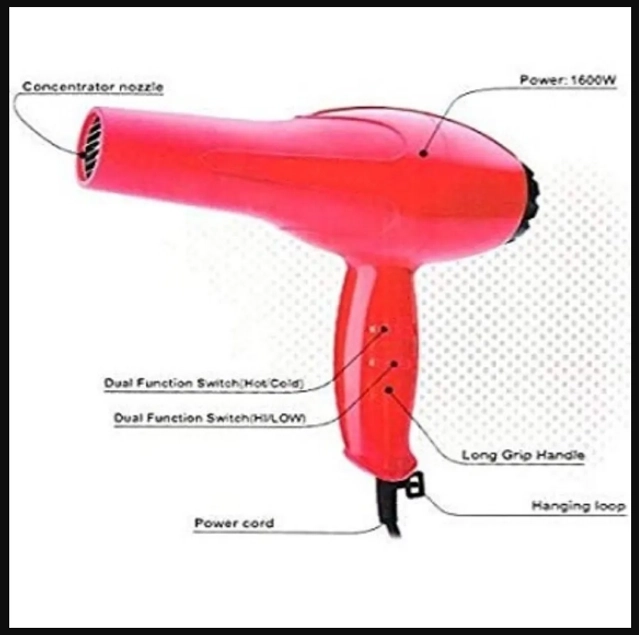 NV-6130 Corded Electric Hair Dryer (Red, 1800 W)