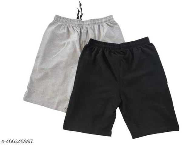 Cotton Shorts for Men (Grey & Black, 30) (Pack of 2)