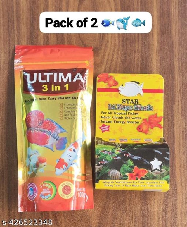 Ultima 3-in-1 with Star 14 Days Block Holiday Pet Food for Fishes (100 g, Pack of 2)