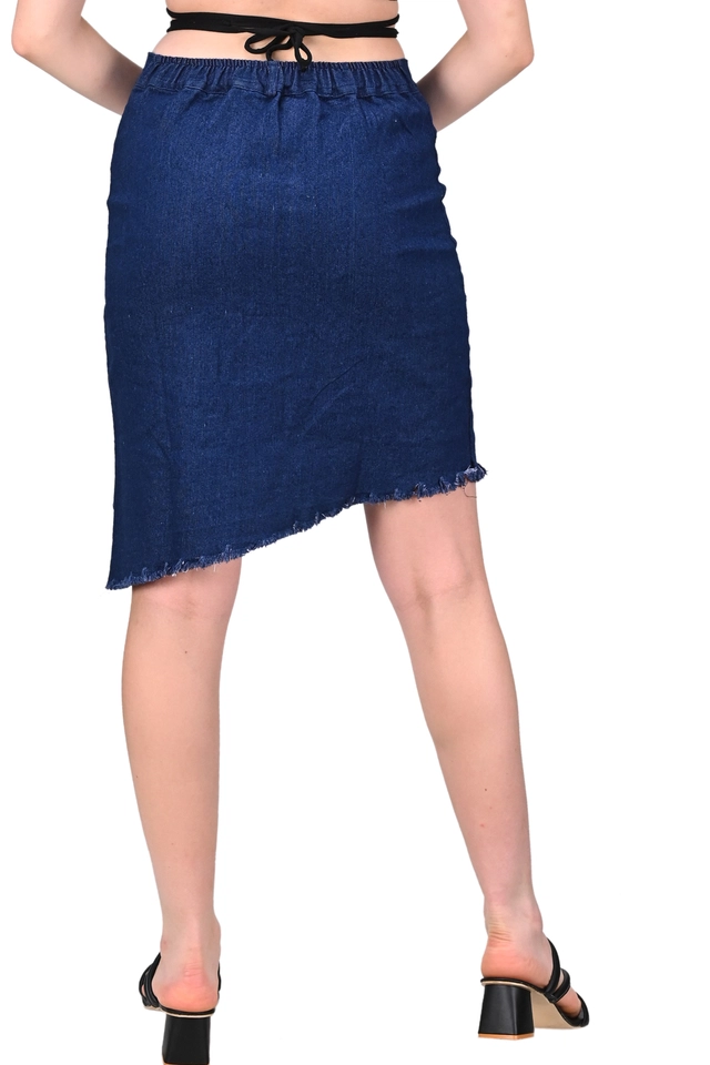 Denim Solid Skirts for Women (Blue, 28)