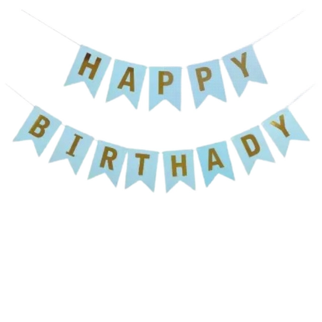 Bzore Happy Birthday Decoration Banner (Sky Blue)