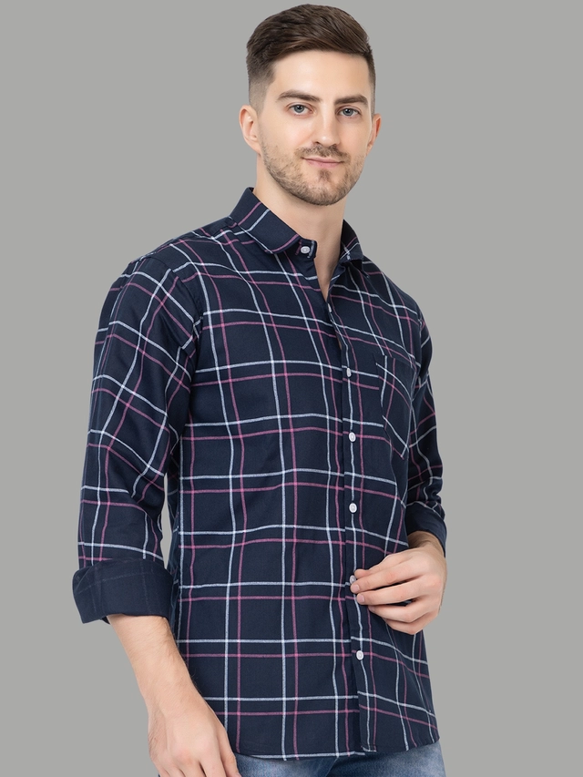 Full Sleeves Checkered Shirt for Men (Multicolor, M)