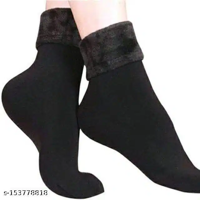 Spandex Winter Socks for Women (Black, Set of 3)