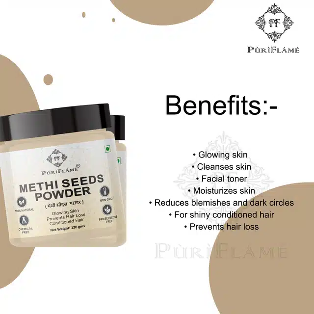 Puriflame Natural Methi Seeds Powder for Skin (120 g)