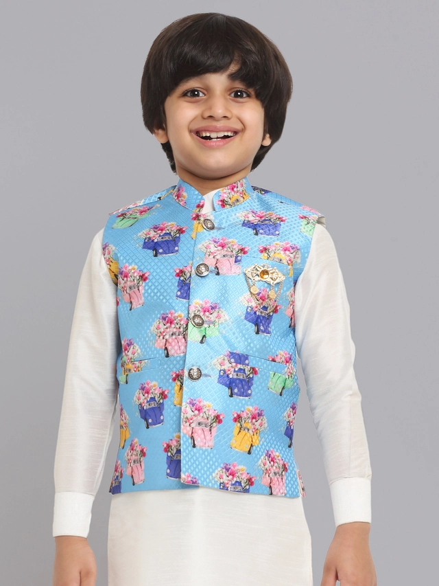 Jacquard Printed Jacket for Boys (Blue, 1-2 Years)