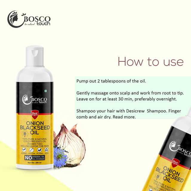 Bosco Touch Non-Sticky, Non-Greasy Onion Blackseed Oil For Silkier & Stronger Hair (200 ml) (For Men & Women) (Pack of 3) (B-155)
