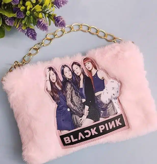 Black Pink Pouch for Kids (Multicolor)