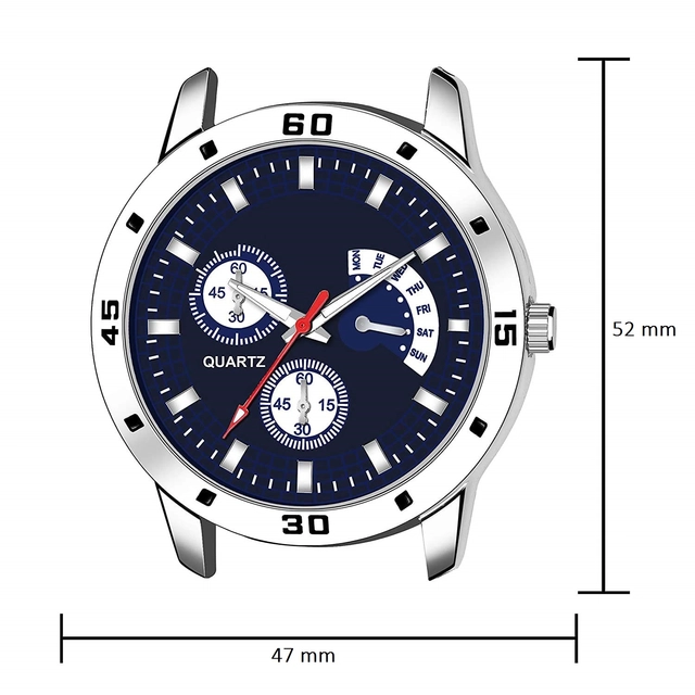 Analog Watch for Boys & Men (Blue & Silver)