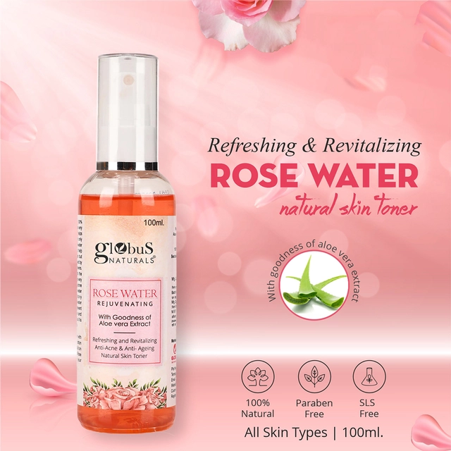 Globus Naturals Rose Water (100 ml, Pack of 3)