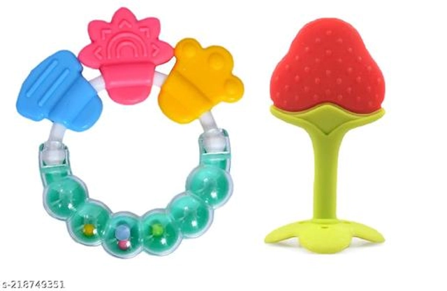 Rattle Toy with Teether for Baby (Multicolor, Set of 2)