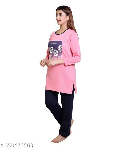 Wool Nightsuit for Women (Pink, M)