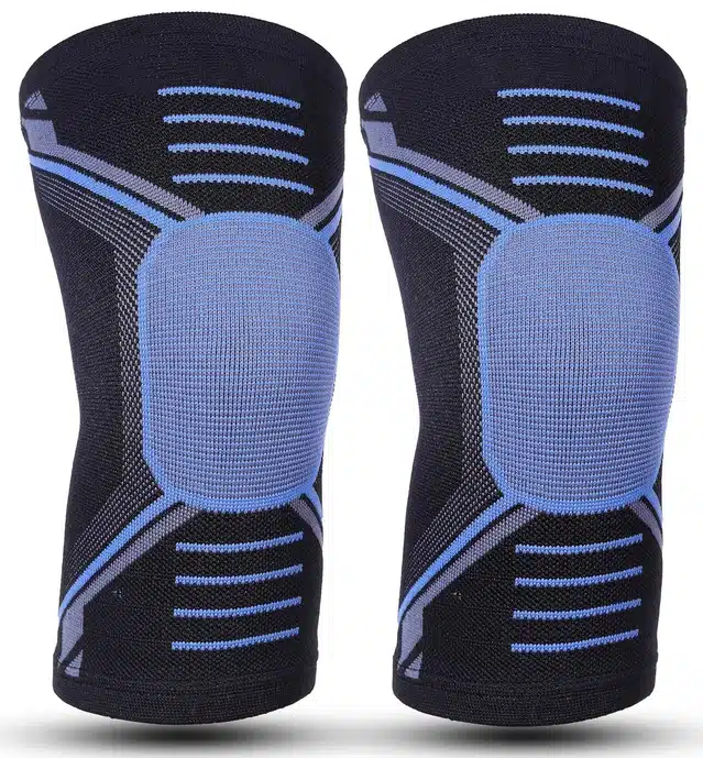 Cotton Elastic Pain Relief Knee Support Sleeves (Blue)