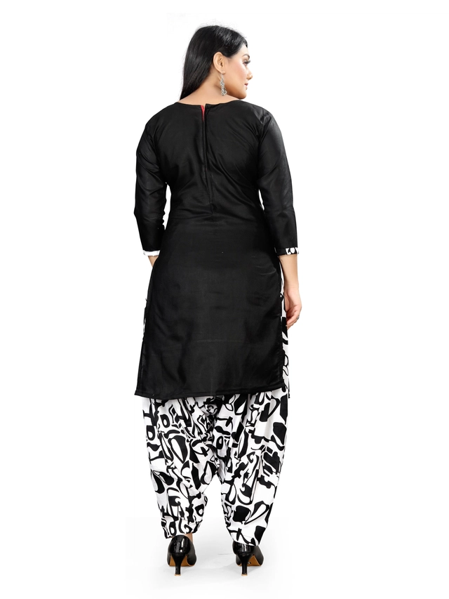 Cotton Blend Floral Unstitched Suits Fabrics for Women (Black, 2 m)