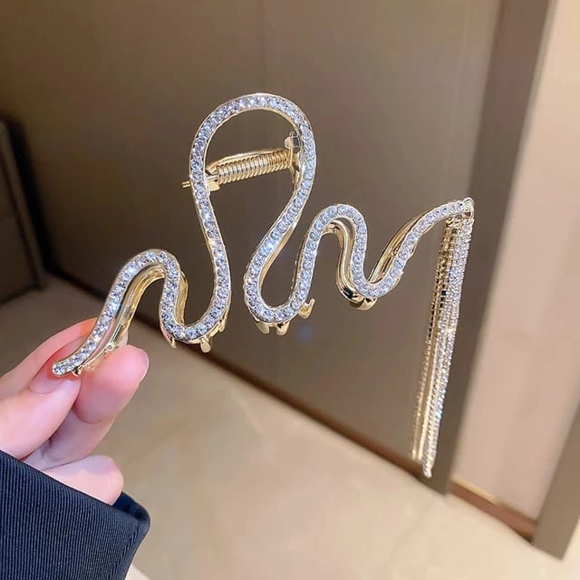 Designer Snake Shaped Hair Clip for Women & Girls (Gold)