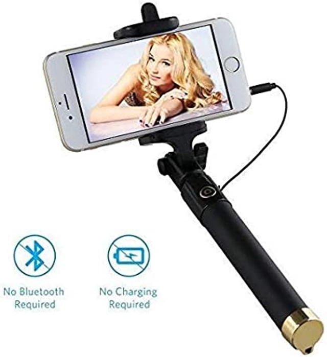 Wired Selfie Stick for Mobile Phones (Multicolor)