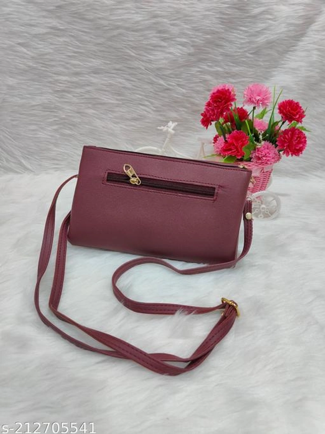 PU Sling Bag for Women (Maroon)