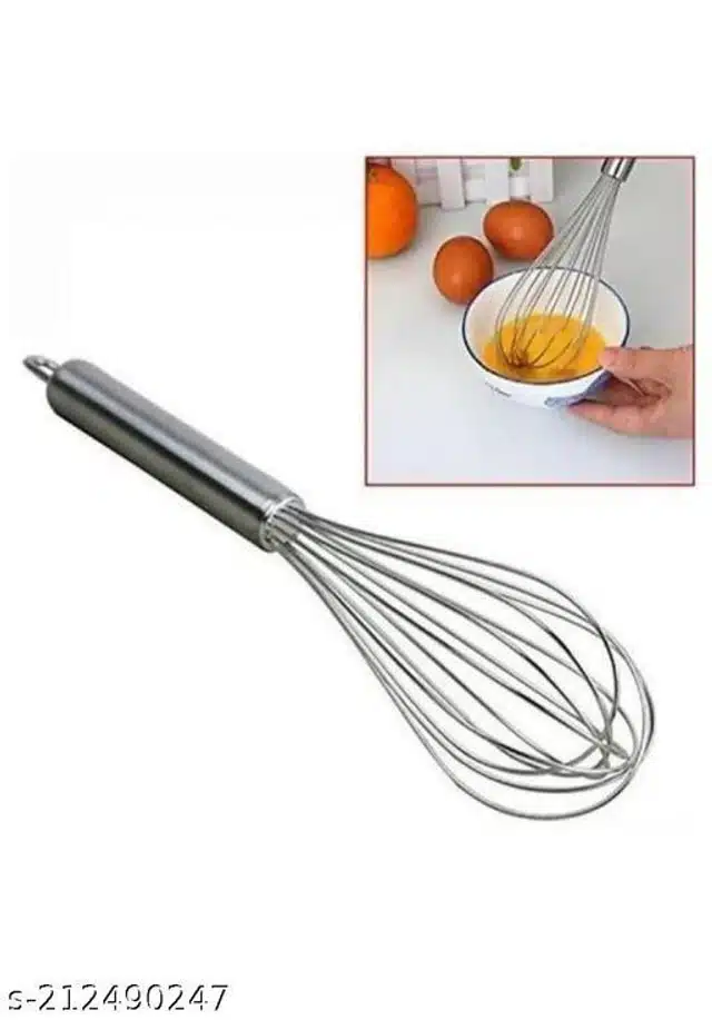 Stainless Steel Egg Beater with Masher (Silver, Set of 2)