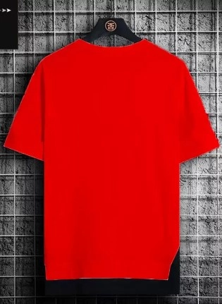 Round Neck Printed T-Shirt for Men (Red, S)