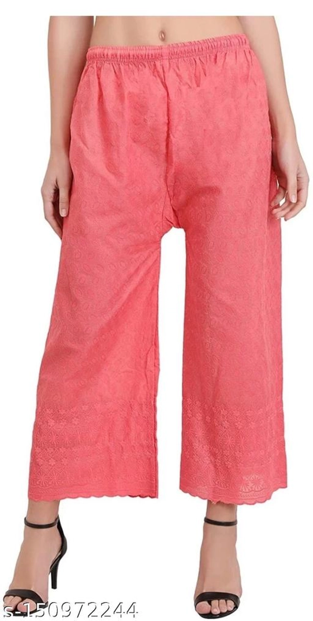 Cotton Palazzos for Women (Pink, 30)