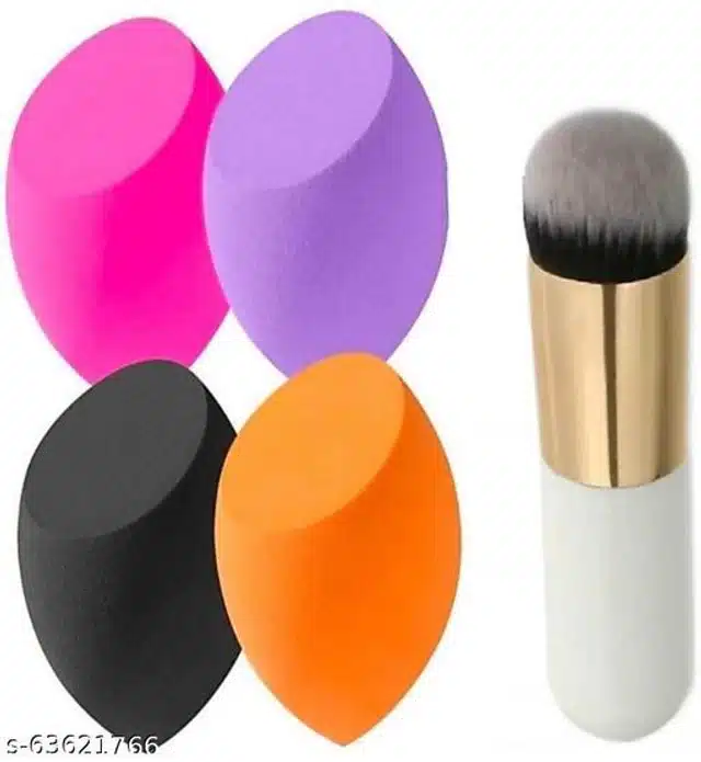 Makeup Blenders (4 Pcs) with Brush (Multicolor, Set of 2)