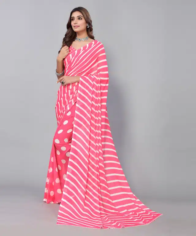 Women's Designer Saree With Blouse (Pink) (SD252)