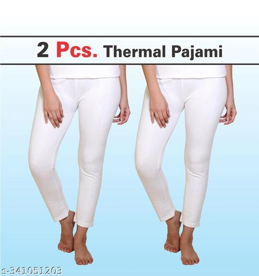 Wool Thermal Bottomwears for Women (White, M) (Pack of 2)