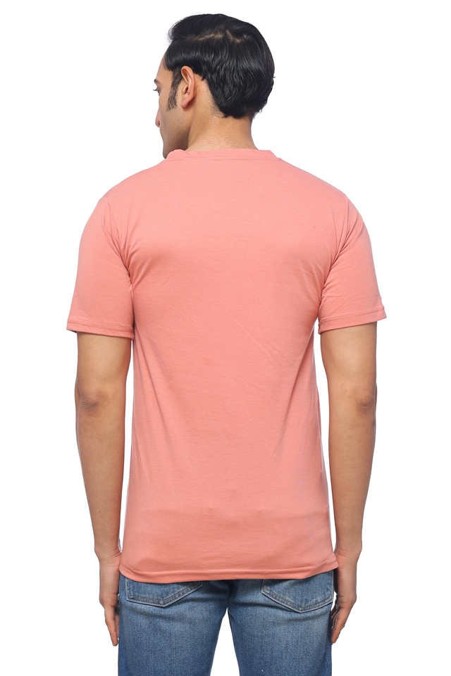 Round Neck Printed T-Shirt for Men (Coral, M)