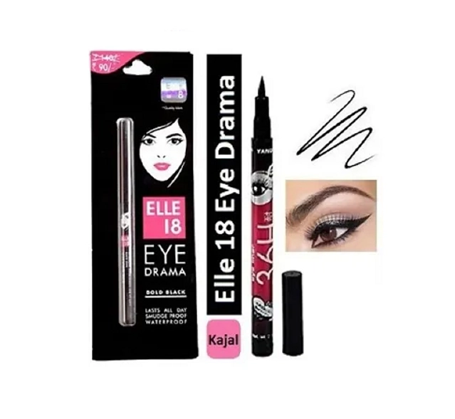 Eye Drama Bold Kajal with Eye Liner (Black, Set of 2)