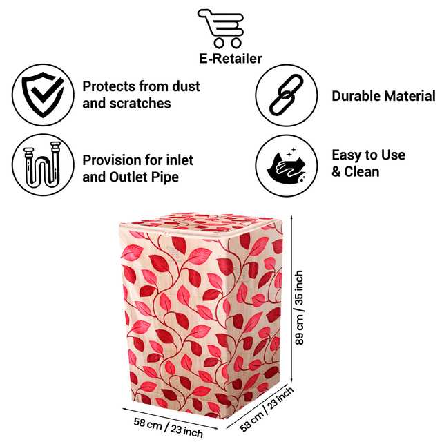E Retailer Polyester Top Load Washing Machine Cover For 5kg to 8kg (Red, 23x23x35) (E-254)
