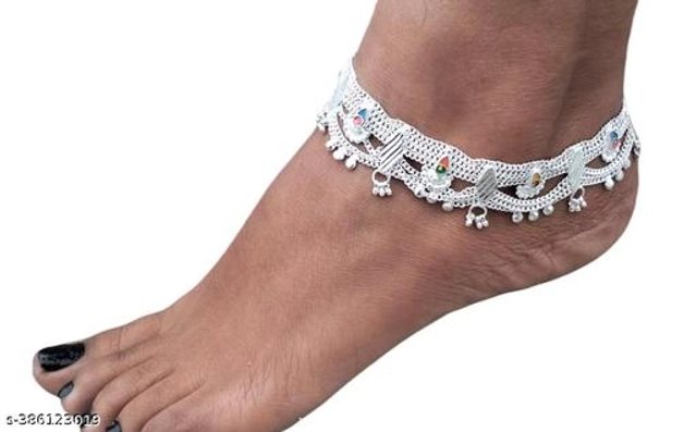 Alloy Anklets for Women (Silver, Set of 1)