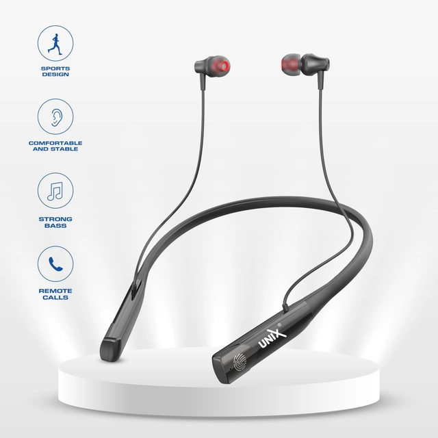 Unix Wireless Bluetooth in-Ear Neckband with Mic (Black)