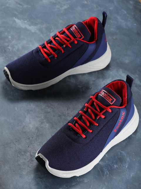 Footox Stylish Mens Casual Shoes (Navy Blue & Red, 12) (F-1576)