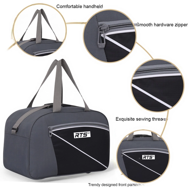 Polyester Durable Adjustable Strap Travel Duffel Bag (Grey & Black, 20x12x9.5 inches) (40 L)