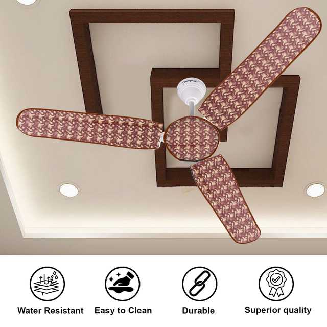 E-Retailer PVC Waterproof 3 Blade Ceiling Fan Cover With Adjustable Elastic Closer (5 Pc) (Brown, 19.5x6 Inch) (ER-186)