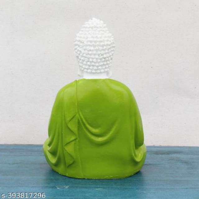 Resin Handicrafted Meditating Buddha Idol (Pista Green)