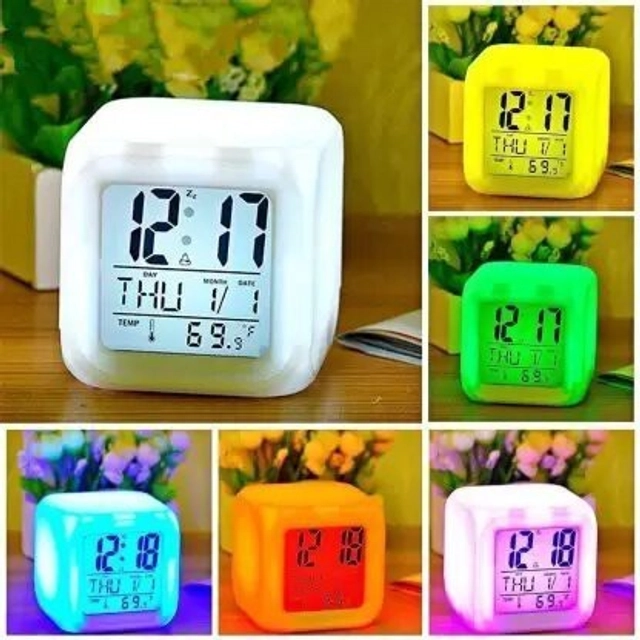 Digital Colorful Table Clock (Pack of 1)